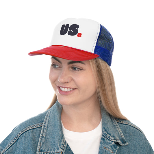 USa Bubble Trucker Hat - Royal/Red